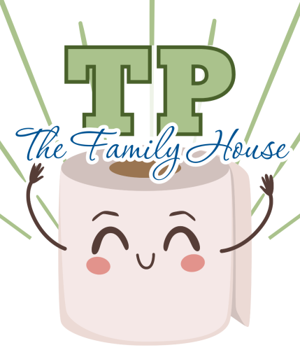 A cartoonish roll of toilet paper is beaming with excitement to TP the Family House!